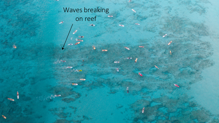 Waves at a reef break